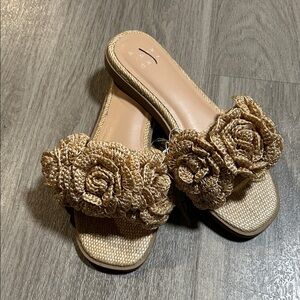 a new day Beige Floral Slide Sandals